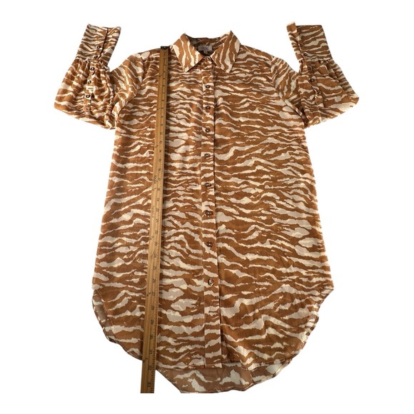 CAMILA COELHO Myla Shirt Dress‎ in Brown Zebra Size Small - Picture 6 of 14